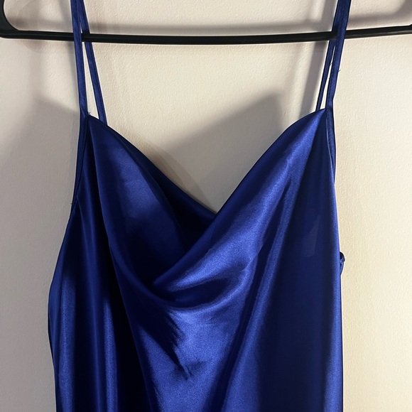 blue satin maxi dress! LARGE - Picture 2 of 4